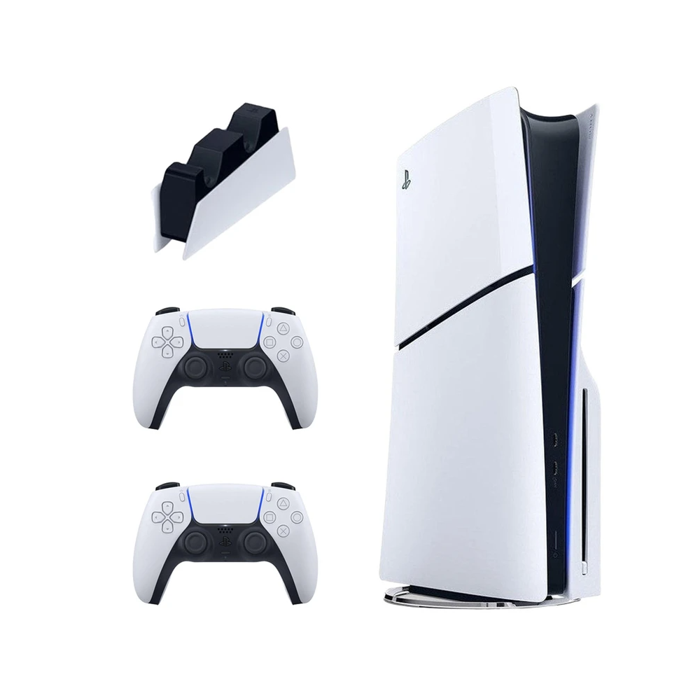 کنسول بازی سونی مدل 2116 PlayStation 5 Slim ظرفیت 1 ترابایت ریجن اروپا استاندارد به همراه یک دسته اضافی و یک پایه شارژ