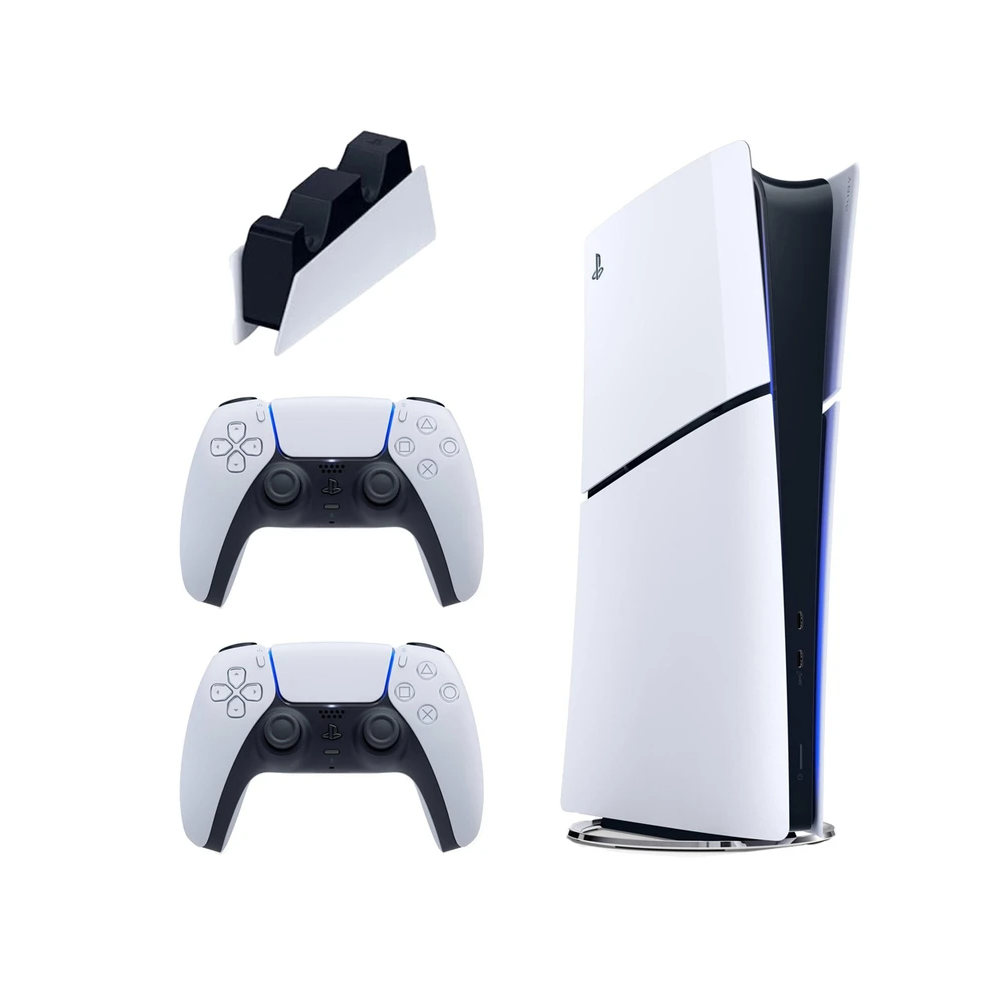 کنسول بازی سونی مدل 2116 PlayStation 5 Slim ظرفیت 825 گیگابایت ریجن اروپا دیجیتال به همراه یک دسته اضافی و یک پایه شارژ